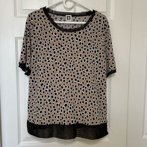 Anne Klein Cream and Black Boxy Blouse